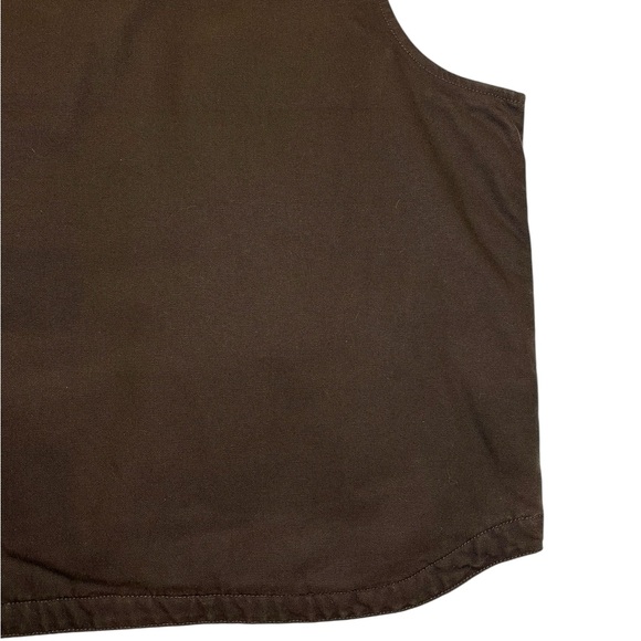 NEW Carhartt Mens Brown Canvas Duck Sherpa Lined Mock Neck Vest Loose Fit Size L - Picture 14 of 16
